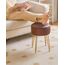 IBUYKE Faux Leder Runde Fußlehne Hocker mit Lagerung Ottoman, Make-up Eitelkeit Stuhl Seitentisch, PU Umkleidetisch Sitz, abnehmbare Abdeckung, goldene Stahlbeine, Dunkelbraun WBD024Z