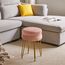 IBUYKE moderner Samt runder Fußstock Ottoman, Eitelkeitsstuhl für Make-up-Raum, Eitelkeitsstock Fußstütze mit Goldbeinen, Moderne Accet Hocker für Schlafzimmer, Wohnzimmer, Eingang, Rosa L/G-40P