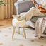 IBUYKE LG-31W Runder Fußstützen-Hocker, Make-up-Hocker, Beistelltisch, PU-Schminktisch, Sitzpuff, Couchhocker, goldene Stahlbeine, Weiß