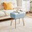YMYNY Schminkhocker Stuhl mit Stauraum, quadratischer Hocker aus Samt, moderner multifunktionaler Make-up-Hocker für Schlafzimmer, Wohnzimmer, Büro, goldene Beine, 40 x 29.5 x 48 cm, Graublau HBD024G