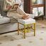 IBUYKE Quadratischer Make-up-Hocker mit justierbaren Füßen und Stauraum, Fußstützenstuhl, PU-Sitz Eitelkeitshocker, Multi-Use als Kleiner Beistelltisch oder Ottoman, für Schlafzimmer, Weiß L/G-60W