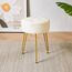 IBUYKE LG-31W Runder Fußstützen-Hocker, Make-up-Hocker, Beistelltisch, PU-Schminktisch, Sitzpuff, Couchhocker, goldene Stahlbeine, Weiß