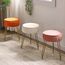 IBUYKE Samt Runde Fußstütze Hocker Ottoman, Make-up Eitelkeits Beistelltisch, Samt Ankleidetisch Sitz, Pouf Couch Hocker, goldene Stahlbeine, cremeweiß L/G-30M
