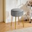 IBUYKE Samt Speicher Fußstütze Hocker Ottoman, Make-up Eitelkeits Hocker Beistelltisch mit goldenen Stahlbeinen abnehmbare Abdeckung, Couchtisch Top Cover, grau L/G-20G
