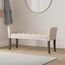 CLP Chaiselongue Cleopatra I Stoff-Bezug I Polsterbank, Farbe:Creme, Gestell Farbe:antik-dunkel