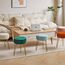 IBUYKE Samt Runde Fußstütze Hocker Ottoman, Make-up Eitelkeits Hocker Beistelltisch, Samt Ankleidetisch Sitz, Pouf Couch Hocker, goldene Stahlbeine, Blau L/G-30H