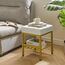 IBUYKE Quadratischer Make-up-Hocker mit justierbaren Füßen und Stauraum, Fußstützenstuhl, PU-Sitz Eitelkeitshocker, Multi-Use als Kleiner Beistelltisch oder Ottoman, für Schlafzimmer, Weiß L/G-60W