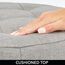 mDesign Sitzhocker – runder Polsterhocker aus Metall und Polyester mit moderner Nietenverzierung – gepolsterter Hocker für Flur, Schlafzimmer und andere Räume – hellgrau und silberfarben