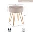 Duhome Sitzhocker Schminkhocker Samt Runder Ottoman Hocker Gepolsterter Hocker mit Metallbeine für Schminktisch Wohnzimmer Schlafzimmer, Beige
