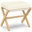 BAMBOOHOMIE Makeup Eitelkeit Hocker, Faltbarer Fußhocker mit Bambus X Beinen, Ottoman Fußstütze Stuhl für Vanity, Moderne Fußhocker klein gepolstert für Wohnzimmer (Natürlich - Beige)