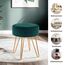 Duhome Sitzhocker Schminktisch Hocker Samt Runder Ottoman Hocker Gepolsterter mit Metallbeine für Schminktisch Wohnzimmer Schlafzimmer, Petrol