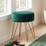 Duhome Sitzhocker Schminktisch Hocker Samt Runder Ottoman Hocker Gepolsterter mit Metallbeine für Schminktisch Wohnzimmer Schlafzimmer, Petrol