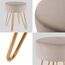 Duhome Sitzhocker Schminkhocker Samt Runder Ottoman Hocker Gepolsterter Hocker mit Metallbeine für Schminktisch Wohnzimmer Schlafzimmer, Beige