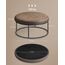 SONGMICS Home LUIZ Kollektion - Couchtisch rund, Wohnzimmertisch, Oberteil wendbar, Beistelltisch, Sitzhocker, Stahlrahmen bis 300 kg belastbar, für Wohnzimmer, walnussbraun LOM078K01