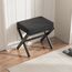 BAMBOOHOMIE Makeup Eitelkeit Hocker, Faltbarer Fußhocker mit Bambus X Beinen, Ottoman Fußstütze Stuhl für Vanity, Moderne Fußhocker klein gepolstert für Wohnzimmer (Schwarz - Schwarz)