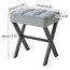 IBUYKE Quadratischer Make-up Hocker mit X-Bein Fußstütze, Leinen Fußstütze Hocker, Ottoman Sitz Eitelkeitshocker, Multi-Use als Kleiner Beistelltisch, für Schlafzimmer, Wohnzimmer, Graublau L/G-70L