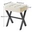 IBUYKE Quadratischer Make-up Hocker mit X-Bein Fußstütze, Leinen Fußstütze Hocker, Ottoman Sitz Eitelkeitshocker, Multi-Use als Kleiner Beistelltisch, für Schlafzimmer, Wohnzimmer, Leinen L/G-70Y