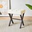 IBUYKE Square Make-up Hocker mit X-Bein Fußstütze, PU Fußstütze Hocker, Ottoman Sitz Eitelkeitshocker, Multi-Use als Kleiner Beistelltisch, für Schlafzimmer, Wohnzimmer, Weiß LG-71W
