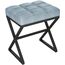 YMYNY Schminkhocker,Fußhocker, Leinen Sitzhocker, Make-up Dressing Hocker mit X-förmigen Metallbeinen, für Eitelkeit, Wohnzimmer, Schlafzimmer, Eingang, Flure 40×30×46CM Blau Grau HBD033L