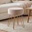 Duhome Sitzhocker Schminkhocker Samt Runder Ottoman Hocker Gepolsterter Hocker mit Metallbeine für Schminktisch Wohnzimmer Schlafzimmer, Beige