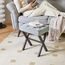 IBUYKE Quadratischer Make-up Hocker mit X-Bein Fußstütze, Leinen Fußstütze Hocker, Ottoman Sitz Eitelkeitshocker, Multi-Use als Kleiner Beistelltisch, für Schlafzimmer, Wohnzimmer, Graublau L/G-70L