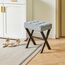 IBUYKE Quadratischer Make-up Hocker mit X-Bein Fußstütze, Leinen Fußstütze Hocker, Ottoman Sitz Eitelkeitshocker, Multi-Use als Kleiner Beistelltisch, für Schlafzimmer, Wohnzimmer, Graublau L/G-70L