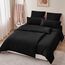 RUIKASI Bettwäsche 135x200 4teilig Schwarz - Polyester Mikrofaser Bettwäsche-Sets Oeko-TEX, 2 Bettbezüge 135x200cm + 2 Kissenbezüge 80x80cm mit Reißverschluss, Weich und Bügelfrei