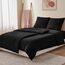 RUIKASI Bettwäsche 135x200 4teilig Schwarz - Polyester Mikrofaser Bettwäsche-Sets Oeko-TEX, 2 Bettbezüge 135x200cm + 2 Kissenbezüge 80x80cm mit Reißverschluss, Weich und Bügelfrei