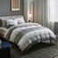BEDSURE Bettwäsche 155x220 3teilig Bettbezug - Bettwäsche-Sets Grau 155 x 220 cm mit 2 Kissenbezüge 80x80 cm, ÖKO-TEX Wendebettwäsche Bedding Grau Gestreift Muster mit Reißverschluss
