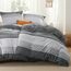 BEDSURE Bettwäsche 135x200 4teilig Bettbezug - Bettwäsche-Sets 135 x 200 cm 2er Set mit 2 Kissenbezüge 80x80cm, ÖKO-TEX Wendebettwäsche Bedding Grau Gestreift Muster mit Reißverschluss