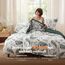 BEDSURE Bettwäsche 135x200 4teilig Bettbezug - Bettwäsche-Sets 135 x 200 cm 2er Set mit 2 Kissenbezüge 80x80cm, ÖKO-TEX Wendebettwäsche Bedding Muster Grün Blumen Pflanzen mit Reißverschluss