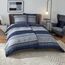 BEDSURE Bettwäsche 135x200 4teilig Bettbezug - Bettwäsche-Sets 135 x 200 cm 2er Set mit 2 Kissenbezüge 80x80cm, ÖKO-TEX Wendebettwäsche Bedding Blau Gestreift Muster mit Reißverschluss