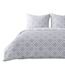 BEDSURE Bettwäsche 220x240 3teilig Bettbezug - Bettwäsche-Sets 220 x 240 cm mit 2 Kissenbezüge 80x80 cm, ÖKO-TEX Wendebettwäsche Bedding Gitter Grau Muster für Doppelbett mit Reißverschluss