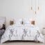 BEDSURE Bettwäsche 200x200 3teilig Bettbezug - Bettwäsche-Sets 200 x 200 cm mit 2 Kissenbezüge 80x80 cm, Weich Wendebettwäsche Bedding Marmor Weiß für Doppelbett mit Reißverschluss