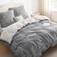 BEDSURE Bettwäsche 200x200 3teilig Bettbezug - Bettwäsche-Sets 200 x 200 cm mit 2 Kissenbezüge 80x80 cm, ÖKO-TEX Wendebettwäsche Bedding Muster Grau Zweige für Doppelbett mit Reißverschluss