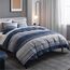 BEDSURE Bettwäsche 155x220 3teilig Bettbezug - Bettwäsche-Sets Blau 155 x 220 cm mit 2 Kissenbezüge 80x80 cm, ÖKO-TEX Wendebettwäsche Bedding Blau Gestreift Muster mit Reißverschluss