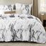 BEDSURE Bettwäsche 155x220 3teilig Bettbezug - Bettwäsche-Sets 155 x 220 cm mit 2 Kissenbezüge 80x80 cm, Weich Wendebettwäsche Bedding Marmor Weiß für Einzelbett mit Reißverschluss