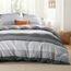 BEDSURE Bettwäsche 220x240 3teilig Bettbezug - Bettwäsche-Sets Grau 220 x 240 cm mit 2 Kissenbezüge 80x80 cm, ÖKO-TEX Wendebettwäsche Bedding Grau Gestreift Muster mit Reißverschluss