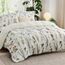 BEDSURE Bettwäsche 200x200 3teilig Bettbezug - Bettwäsche-Sets 200 x 200 cm mit 2 Kissenbezüge 80x80 cm, ÖKO-TEX Weiß Bedding Muster Blumen Gestreift für Doppelbett mit Reißverschluss