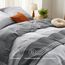 BEDSURE Bettwäsche 220x240 3teilig Bettbezug - Bettwäsche-Sets Grau 220 x 240 cm mit 2 Kissenbezüge 80x80 cm, ÖKO-TEX Wendebettwäsche Bedding Grau Gestreift Muster mit Reißverschluss