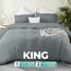 Utopia Bedding Bettbezug-Set mit Kissenbezügen – 3-teiliges Bettwäsche-Set mit Reißverschluss – 1 Bettbezug mit 2 Kissenbezügen – weich gebürstete Mikrofaser (Kingsize, Grau).