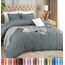 Utopia Bedding Bettbezug-Set mit Kissenbezügen – 3-teiliges Bettwäsche-Set mit Reißverschluss – 1 Bettbezug mit 2 Kissenbezügen – weich gebürstete Mikrofaser (Kingsize, Grau).