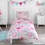 Bloomsbury Mill - Kinderbettwäsche 120 x 150cm Herzen & Schmetterlingen für Kinder - Baby Bettwäsche Mädchen - Rosa & Lila Wendebettwäsche und Kissenbezug-Set für Kleinkinder & Babybetten