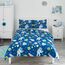 Bloomsbury Mill - Bettwäsche 200 x 200 cm Weltraum, Astronaut & Raketen für Kinder – Doppelbett Bettwäscheset für Jungen und Mädchen – Blau Wendebettwäsche und 2 Kissenbezug Set