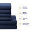 Bettdecken-Set, 7-teilige Kollektion, 1 Bettdecke, 1 Spannbetttuch, 1 Bettlaken, 4 Kissenbezüge, tiefe Tasche, weich, hochwertig, ideal für alle Jahreszeiten, Marineblau, King-Size