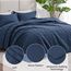Love's cabin Steppdecken für Queensize-Bett, marineblaue Tagesdecken – weiche Sommer-Tagesdecke, Steppdecke – moderner Stil, Wellenmuster für alle Jahreszeiten, 3-teilig (1 Steppdecke, 2 Kissenbezüge)