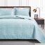 Love's Cabin Spa-Blaue Tagesdecken für King-Size-Bett, weiche Sommer-Tagesdecke, Steppdecke, moderner Stil, Münzmuster, Decke für alle Jahreszeiten, 3-teilig (1 Steppdecke, 2 Kissenbezüge)