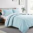 Love's cabin California King Size Bettwäsche-Set Spa-Blau Tagesdecken – weiche Sommer-Tagesdecke aus leichtem Polyester – moderner Stil mit Münzmuster für alle Jahreszeiten – 3-teilig (1 Steppdecke, 2