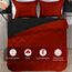 downluxe Leichtes, solides Bettdecken-Set (Doppelbett) mit 1 Kissenbezug – 2-teiliges Set – Rot und Schwarz – Daunenalternative Wendedecke