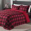 downluxe Bettwäsche-Set für Twin-Size-Betten mit 1 Kissenbezug, 2-teiliges Set, leicht, Daunen-Alternative, wendbare Steppdecke, rot/schwarz kariert